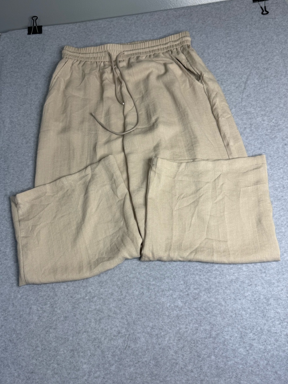 Halara Women Tan Wide Leg Drawstring Waist Relaxed Coastal Chic Pants Large